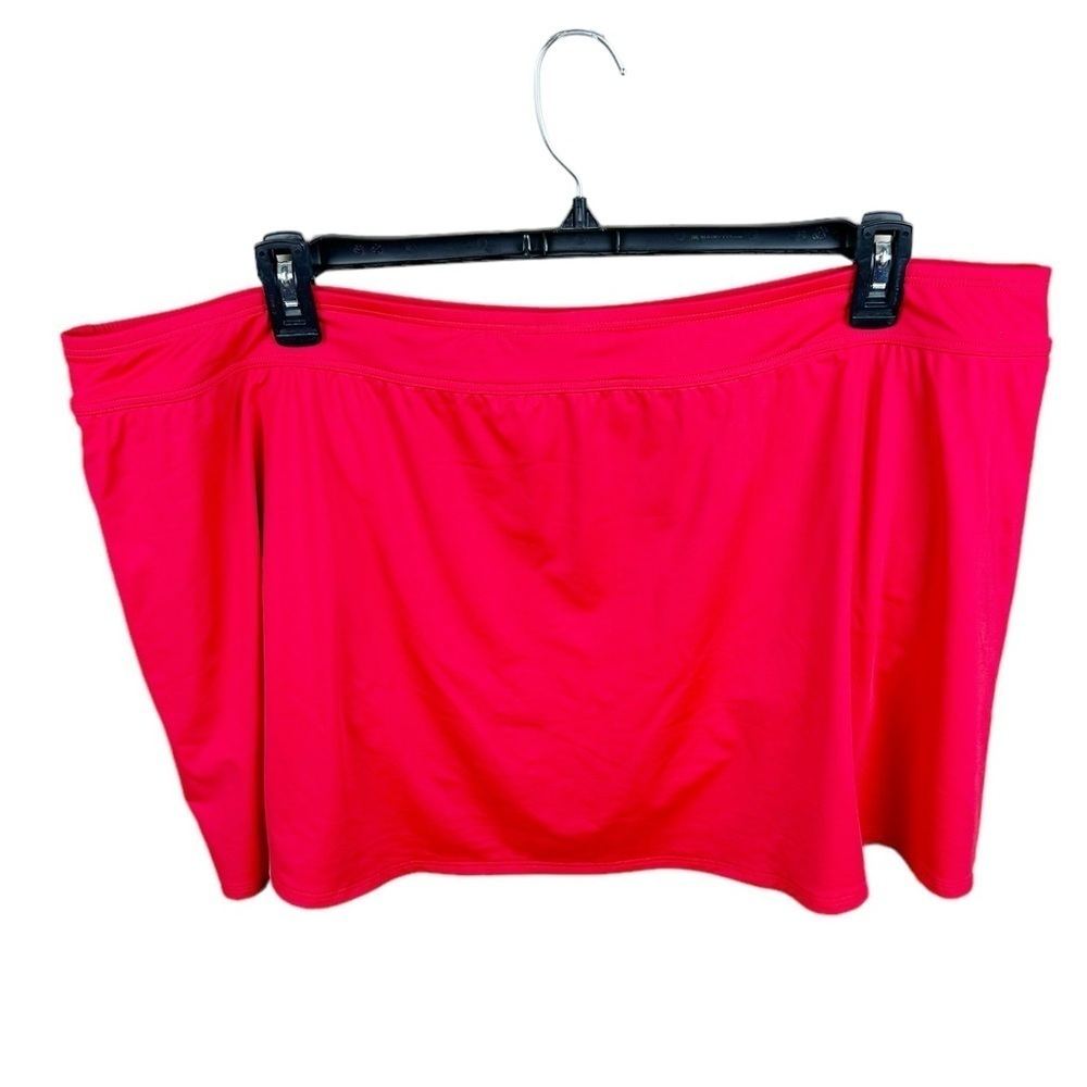 Lands' End Red Nylon Spandex Modest Tummy Control Swim Skirt Skort